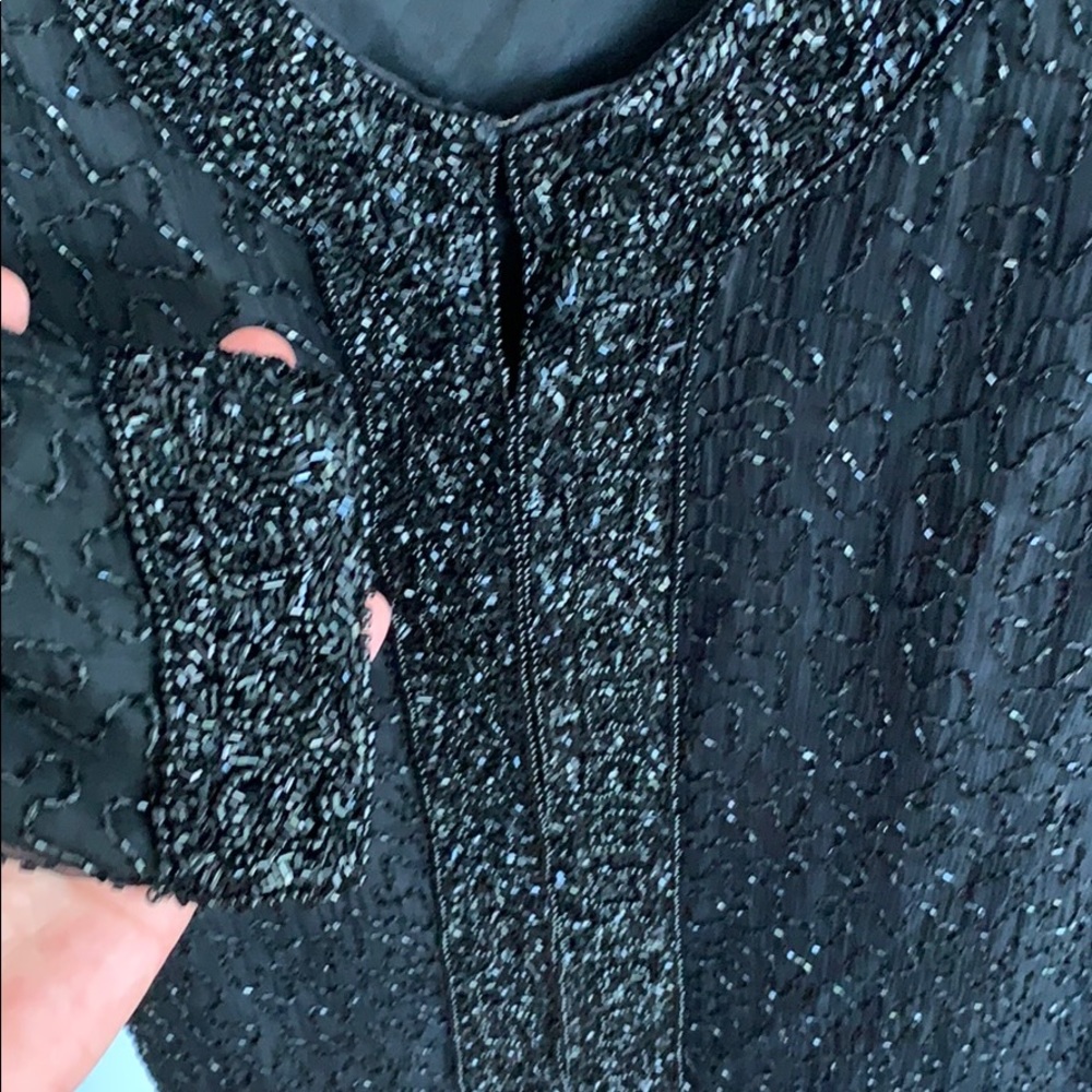 Laurence Kazar black silk beaded blazer